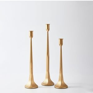 Gold Metal Taper Candle Holders Set - Elegant Home Accent